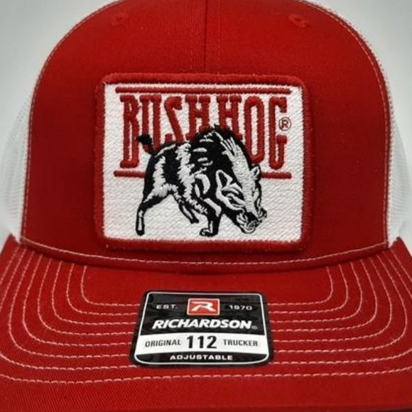 Farming Bush Hog Patch Richardson 112 Trucker Mesh Snapback Cap Hat Machinery - Picture 2 of 4